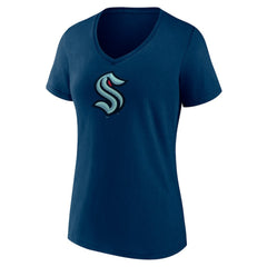 Seattle Kraken Women's Team Logo V-Neck T-Shirt - Navy T-shirts
