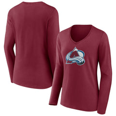 Colorado Avalanche Women's Team Logo Long Sleeve V-Neck T-Shirt - Burgundy T-shirts
