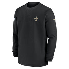 New Orleans Saints 2023 Sideline Throwback Heavy Brushed Waffle Long Sleeve Top - Black outlet