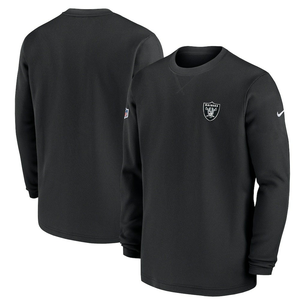 Las Vegas Raiders 2023 Sideline Throwback Heavy Brushed Waffle Long Sleeve Top - Black cheap