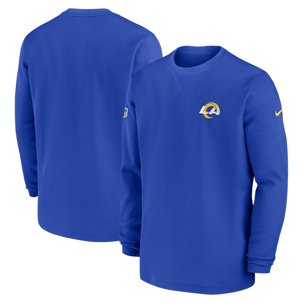 Los Angeles Rams 2023 Sideline Throwback Heavy Brushed Waffle Long Sleeve Top - Royal discount
