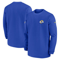 Los Angeles Rams 2023 Sideline Throwback Heavy Brushed Waffle Long Sleeve Top - Royal discount