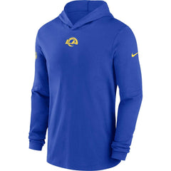 Los Angeles Rams Sideline Performance Long Sleeve Hoodie T-Shirt - Royal discount