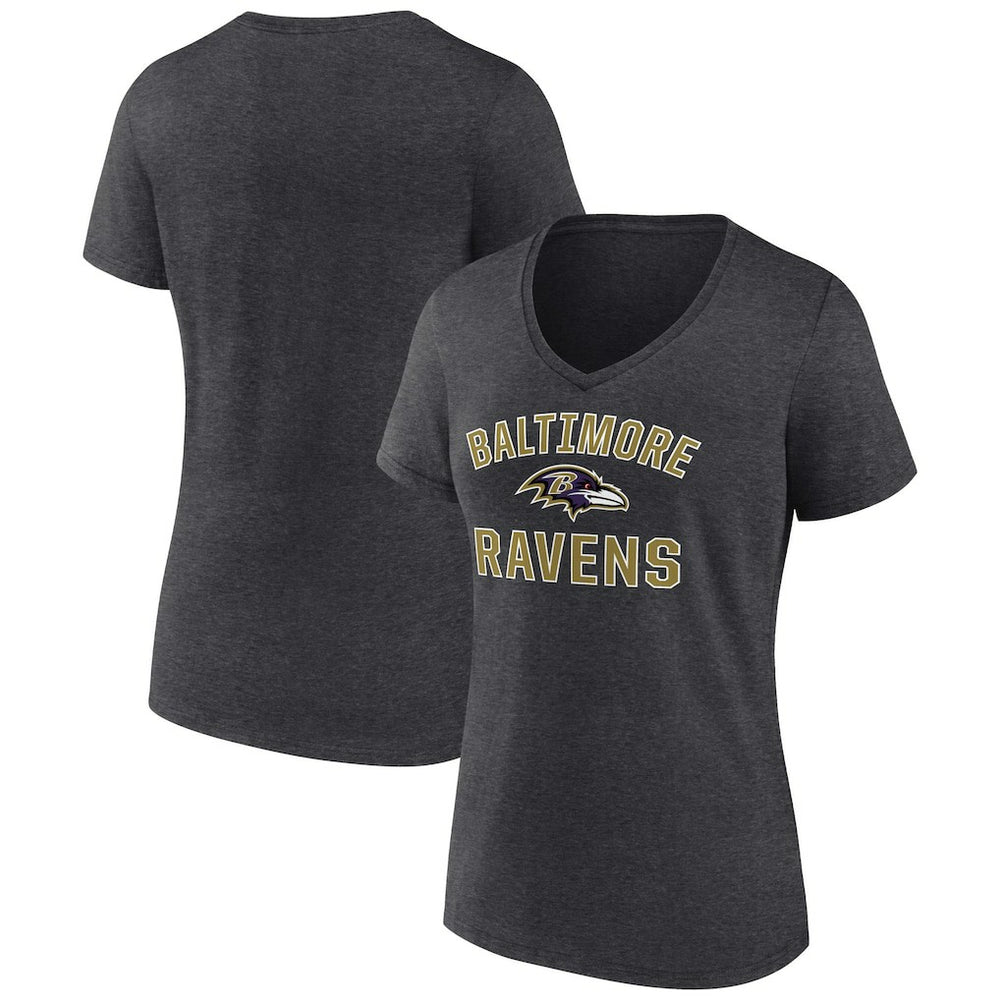Baltimore Ravens Women's Victory Arch Team V-Neck T-Shirt - Charcoal for sale