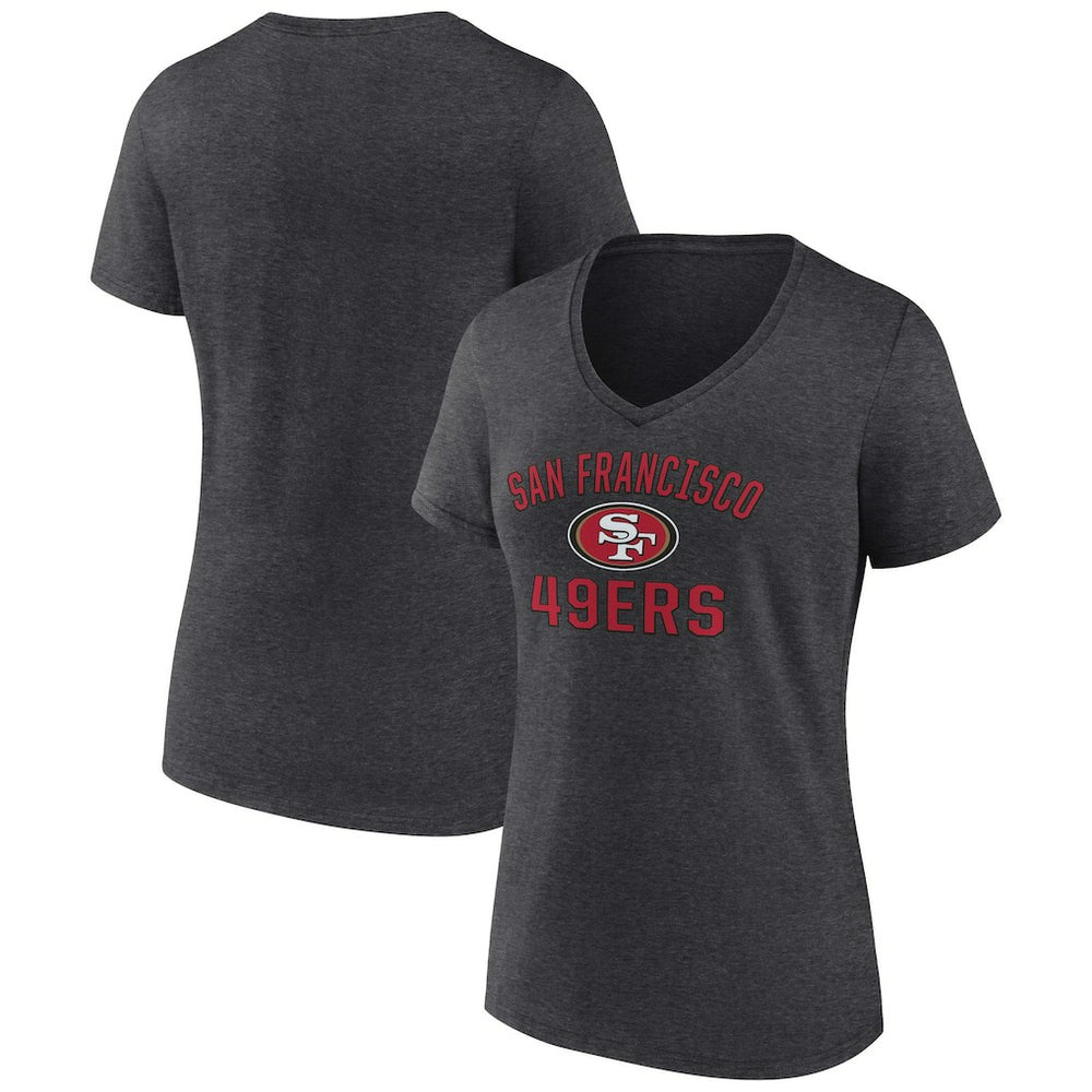 San Francisco 49ers Women's Victory Arch Team V-Neck T-Shirt - Charcoal cheap