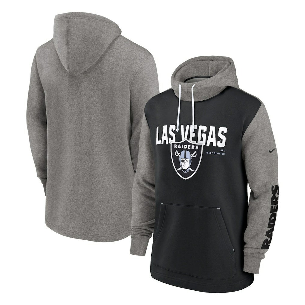 Las Vegas Raiders Fashion Color Block Pullover Hoodie - Black on sale