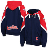 Cleveland Guardians Starter Women's Hail Mary Full-Zip Hoodie Navy/Red