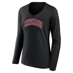 Chicago Bulls Women's Alternate Logo V-Neck Long Sleeve T-Shirt sale - Black sale