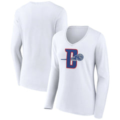 Detroit Pistons Women's Alternate Logo V-Neck Long Sleeve T-Shirt sale - White for sale