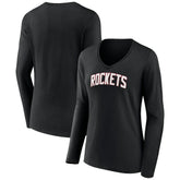 Houston Rockets Women's Alternate Logo V-Neck Long Sleeve T-Shirt - Black on sale