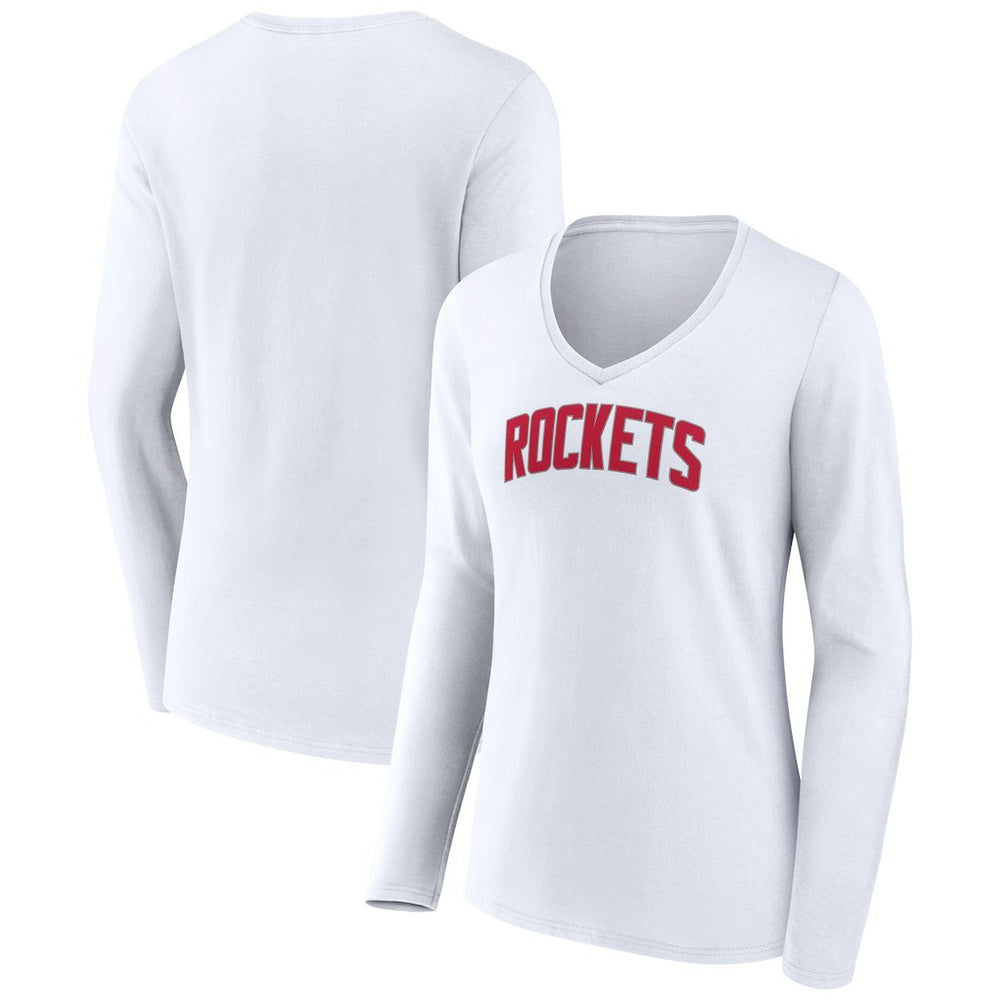 Houston Rockets Women's Alternate Logo V-Neck Long Sleeve T-Shirt - White sale