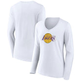Los Angeles Lakers Women's Alternate Logo V-Neck Long Sleeve T-Shirt - White sale
