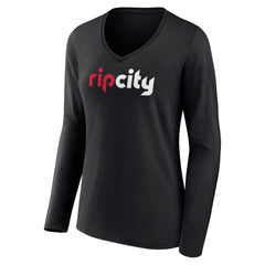 Portland Trail Blazers Women's Alternate Logo V-Neck Long Sleeve T-Shirt - Black discount