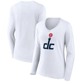 Washington Wizards Women's Alternate Logo V-Neck Long Sleeve T-Shirt - White shop