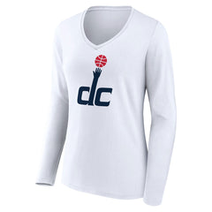 Washington Wizards Women's Alternate Logo V-Neck Long Sleeve T-Shirt - White shop