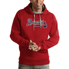 Atlanta Braves Antigua Victory Pullover Team Logo Hoodie Red