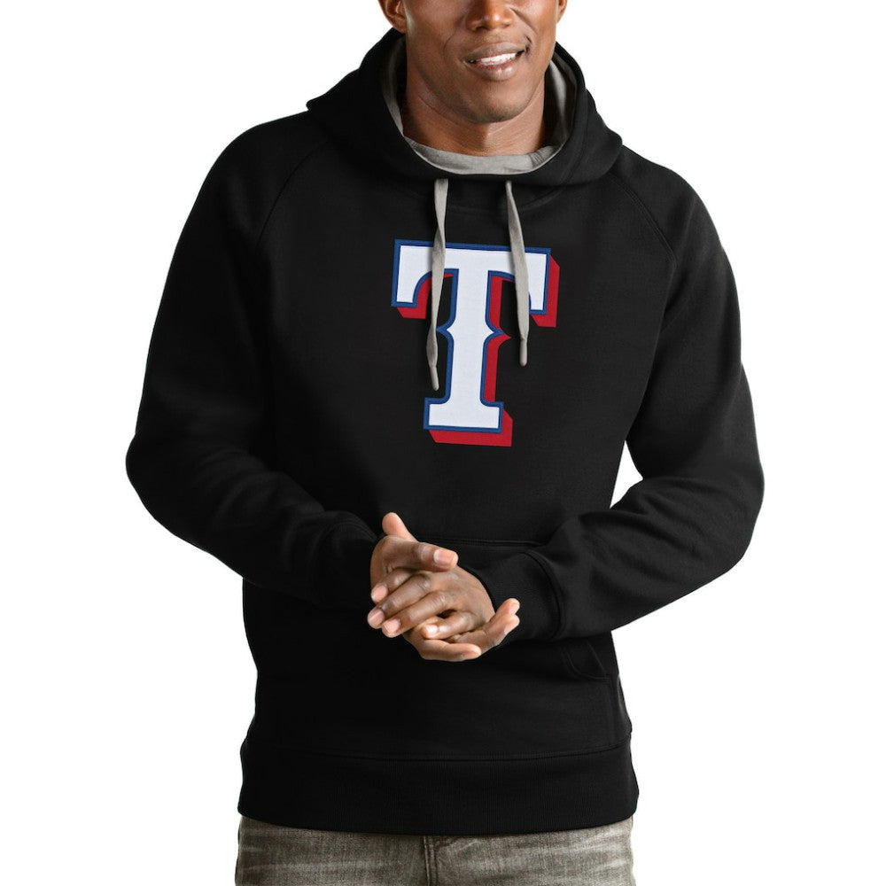 Texas Rangers Antigua Victory Pullover Team Logo Hoodie Black
