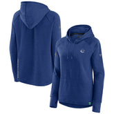 Vancouver Canucks Fanatics Women's Authentic Pro Pullover Hoodie - Heather Blue Hoodies