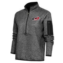 Carolina Hurricanes Antigua Women's Team Logo Fortune Quarter-Zip Jacket - Heather Black Jackets