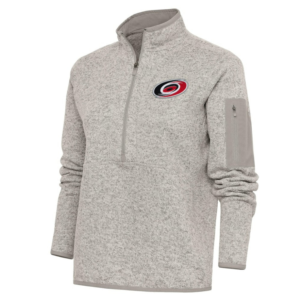 Carolina Hurricanes Antigua Women's Team Logo Fortune Quarter-Zip Jacket - Oatmeal Jackets