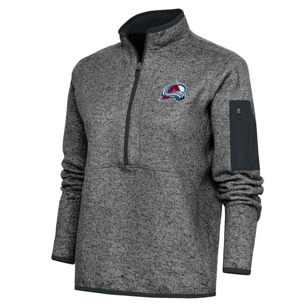 Colorado Avalanche Antigua Women's Team Logo Fortune Quarter-Zip Jacket - Heather Charcoal Jackets