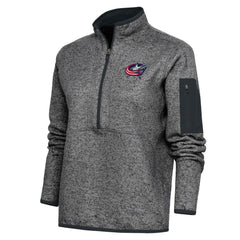 Columbus Blue Jackets Antigua Women's Team Logo Fortune Quarter-Zip Jacket - Heather Charcoal Jackets