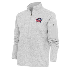 Columbus Blue Jackets Antigua Women's Team Logo Fortune Quarter-Zip Jacket - Heather Gray Jackets