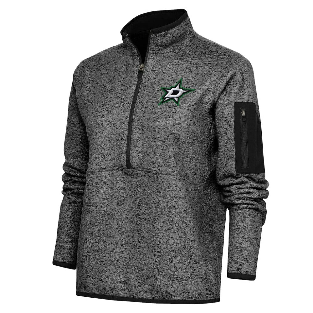 Dallas Stars Antigua Women's Team Logo Fortune Quarter-Zip Jacket - Heather Black Jackets