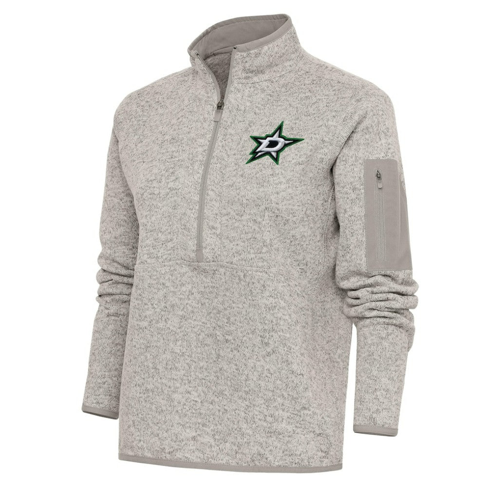 Dallas Stars Antigua Women's Team Logo Fortune Quarter-Zip Jacket - Oatmeal Jackets
