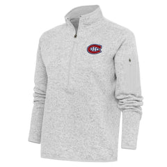 Montreal Canadiens Antigua Women's Team Logo Fortune Quarter-Zip Jacket - Heather Gray Jackets