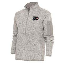 Philadelphia Flyers Antigua Women's Team Logo Fortune Quarter-Zip Jacket - Oatmeal Jackets