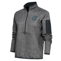 Seattle Kraken Antigua Women's Team Logo Fortune Quarter-Zip Jacket - Heather Charcoal Jackets