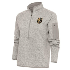 Vegas Golden Knights Antigua Women's Team Logo Fortune Quarter-Zip Jacket - Oatmeal Jackets