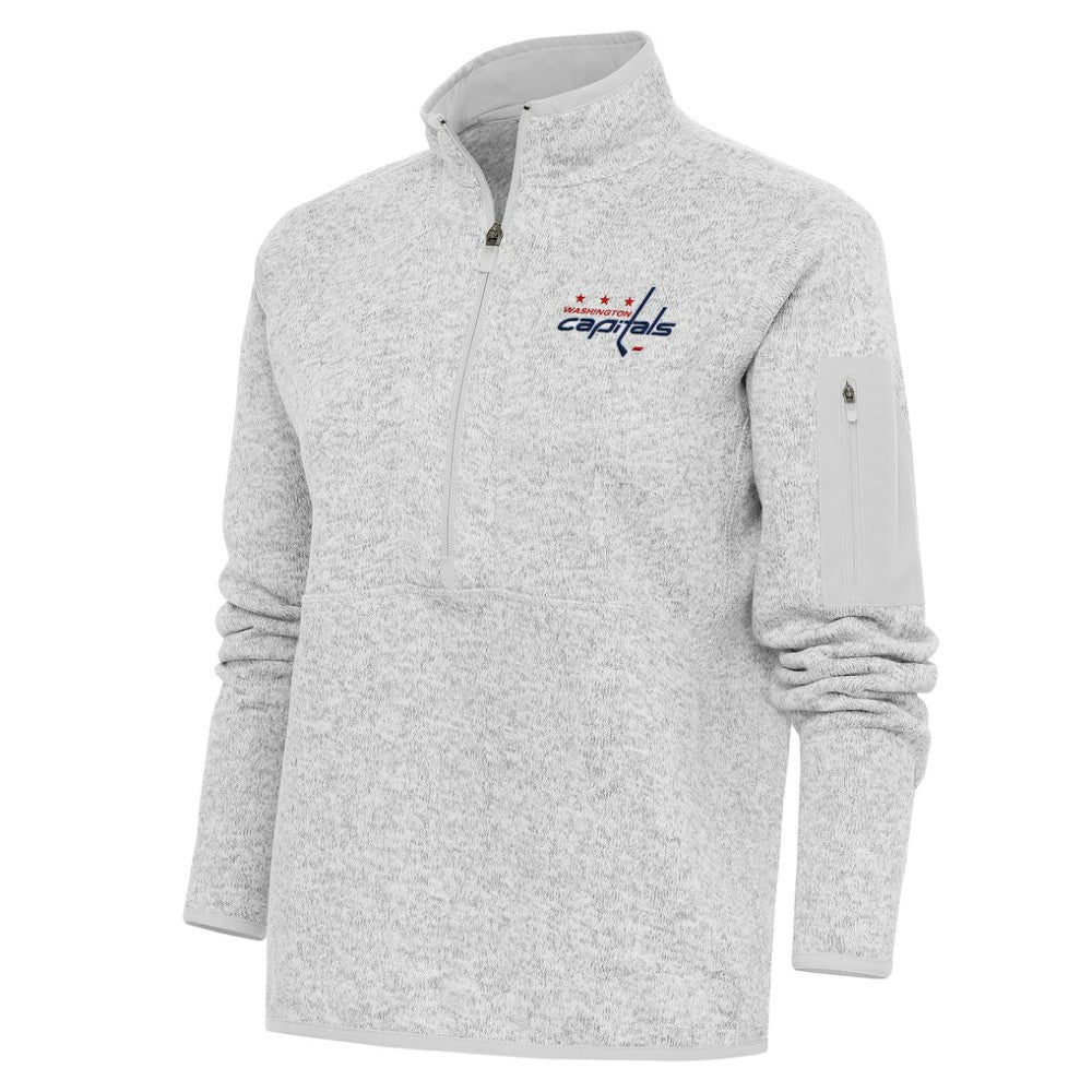 Washington Capitals Antigua Women's Team Logo Fortune Quarter-Zip Jacket - Heather Gray Jackets