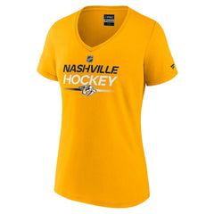 Nashville Predators Fanatics Women's Authentic Pro Primary V-Neck T-Shirt - Gold T-shirts