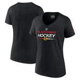 Chicago Blackhawks Fanatics Women's Authentic Pro V-Neck T-Shirt - Black T-shirts