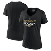 Boston Bruins Fanatics Women's Authentic Pro V-Neck T-Shirt - Black T-shirts