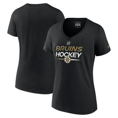 Boston Bruins Fanatics Women's Authentic Pro V-Neck T-Shirt - Black T-shirts