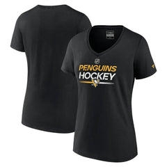 Pittsburgh Penguins Fanatics Women's Authentic Pro V-Neck T-Shirt - Black T-shirts