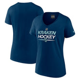 Seattle Kraken Fanatics Women's Authentic Pro V-Neck T-Shirt - Deep Sea Blue T-shirts