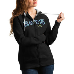 Tampa Bay Rays Antigua Women's Team Logo Victory Full-Zip Hoodie Black