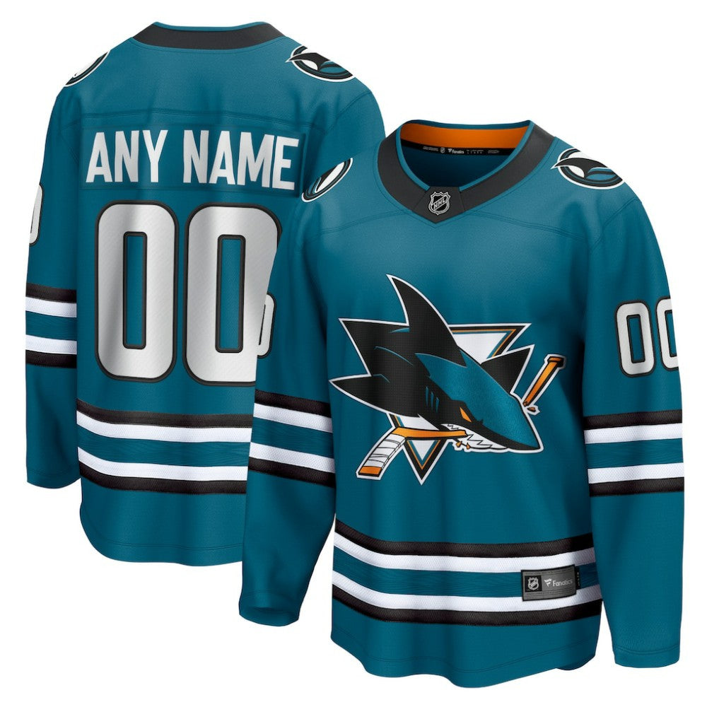 San Jose Sharks Fanatics Home Breakaway Custom Jersey - Teal Jerseys