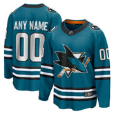 San Jose Sharks Fanatics Home Breakaway Custom Jersey - Teal Jerseys