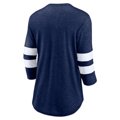 Seattle Kraken Fanatics Women's Special Edition 2.0 Barn Burner 3/4 Sleeve T-Shirt - Heather Deep Sea Blue T-shirts