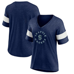 Seattle Kraken Fanatics Women's Special Edition 2.0 Ring The Alarm V-Neck T-Shirt - Heather Navy T-shirts