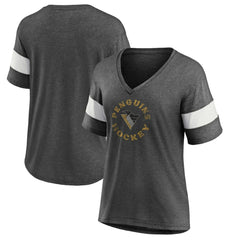 Pittsburgh Penguins Fanatics Women's Special Edition 2.0 Ring The Alarm V-Neck T-Shirt - Heather Charcoal T-shirts