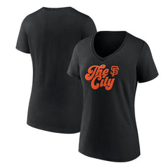 San Francisco Giants Women's Scripty City V-Neck T-Shirt Black