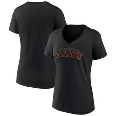San Francisco Giants Women's Giants Alternate Club Lettering V-Neck T-Shirt Black