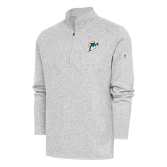 Miami Dolphins Antigua Throwback Fortune Quarter-Zip Pullover Jacket - Heather Gray outlet