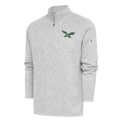 Philadelphia Eagles Antigua Throwback Fortune Quarter-Zip Pullover Jacket - Heather Gray for sale